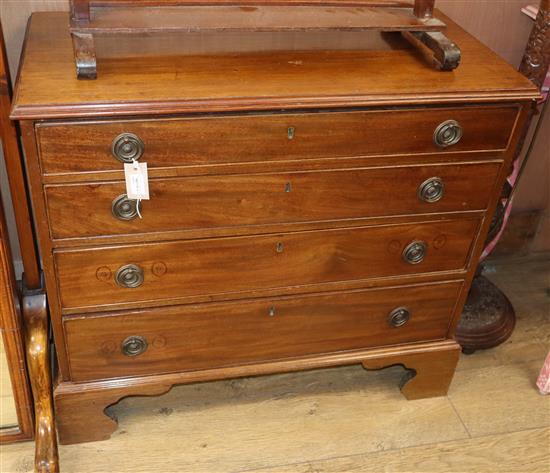 A small 19th century style mahogany chest fitted four long drawers W.90cm